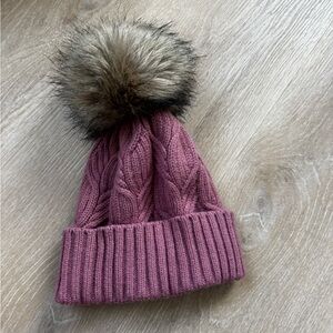 North face Knit Beanie with Faux Fur Pom